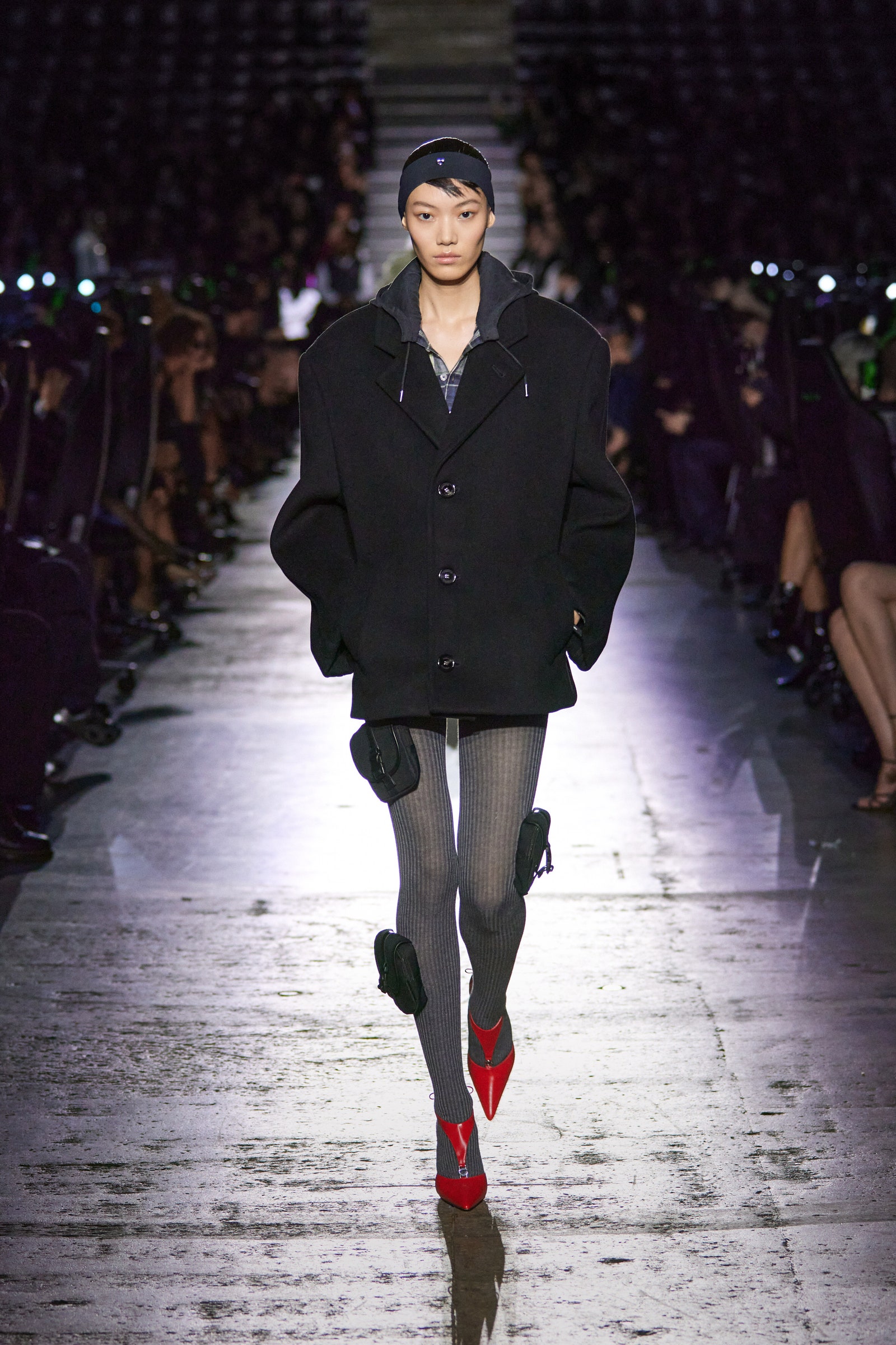 Images may contain Sonny Zhou clothing coat adult fashion shoes high heel accessories and bags
