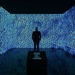 Mohammed Kazem’s new digital artwork (merger) was commissioned by Julius Baer and debuted in Dubai Art, debuting on Art Dubai in 2025, and held at the Dubai Art Jumeirah Conference and Event Centre on April 15, 2025 in Dubai in Dubai, United Arab Emirates. (Photo by Cedric Ribeiro/Getty Images of Dubai Art)