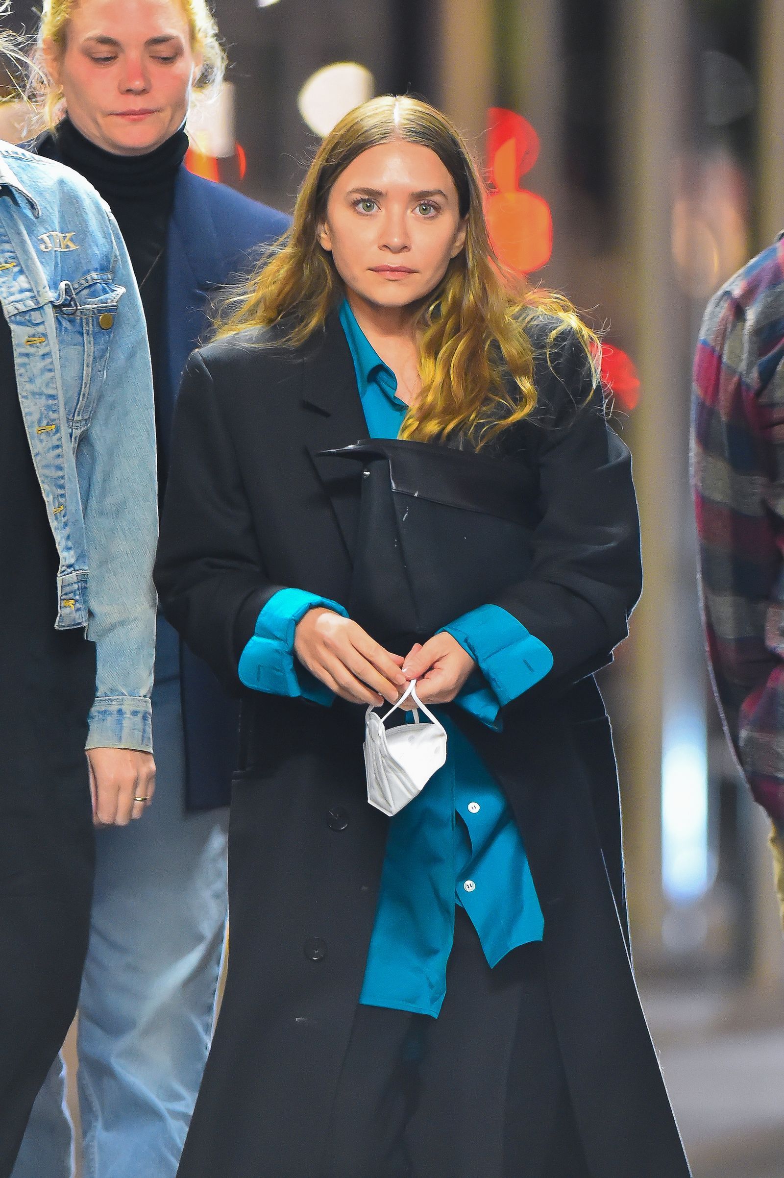 Images may contain Ashley Olsen Clothing Blazer Blazer for Adults Formal Wear Suit Accessories and Bags