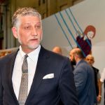 Turin, Italy - May 15: Minister of Culture of Alessandro Giuli visited the Turin Book Fair on May 15, 2025 in Turin, Italy in Centro Congressi lingotto, Turin. (Photo taken by Stefano Guidi/Getty Images)